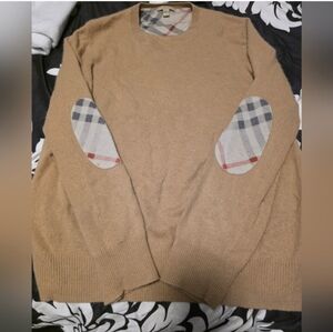 Burberry Camel Sweater with Check Elbow Patches